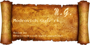 Modrovich Györk névjegykártya